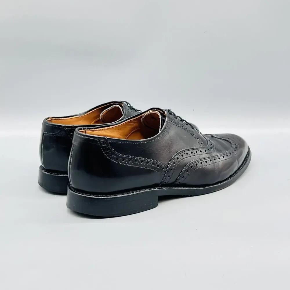 Allen Edmonds Shoes Mens 7.5 Black Leather Chester Wingtip Oxford Dress Brogue